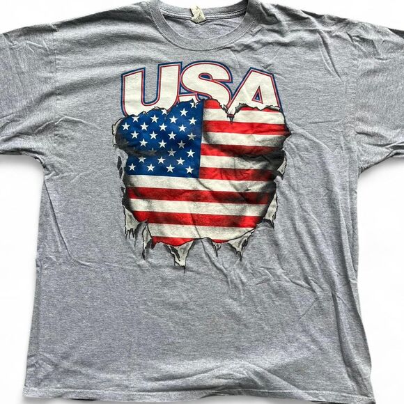 U.S.A. American Flag Breaking Through Graphic Jerzees XL T-Shirt - Picture 1 of 8